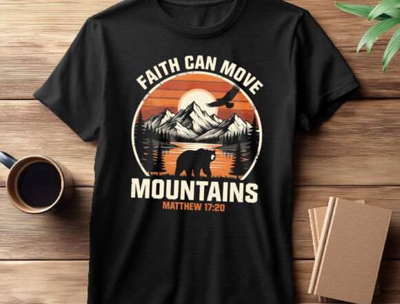 Bible Verse PNG: Christian Mountain PNG for T-Shirt Designs