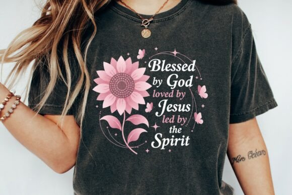 Blessed Jesus Faith Sunflower Pink PNG for T-Shirt Designs