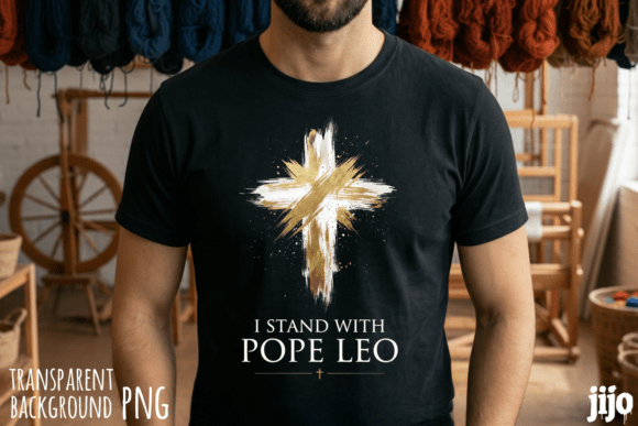 Christian Cross Pope Leo PNG for T-Shirt Designs