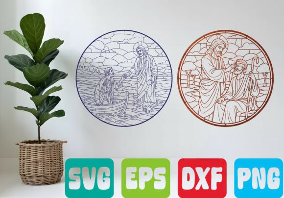 Christian Stained Glass SVG Design for T-Shirt Designs