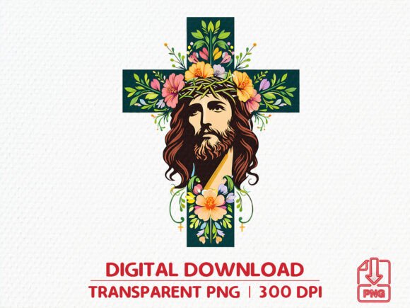 Floral Christian Cross Religious T-Shirt Designs