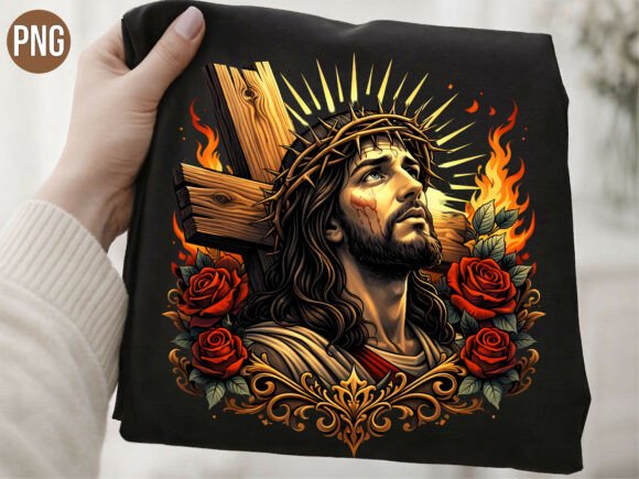 Jesus Christ Thorn Crown Rose Shirt PNG & T-Shirt Designs