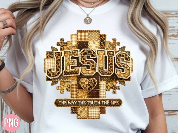 Jesus Cross Leopard Patchwork Shirt PNG — T-Shirt Designs