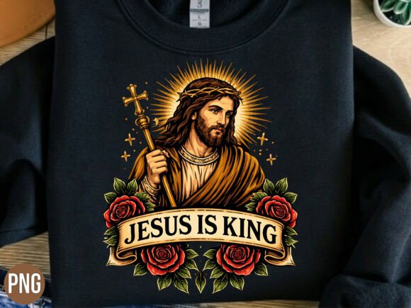 Jesus is King Rose Christian PNG T-Shirt Designs