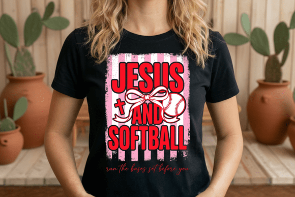 Jesus Softball Christian Bow PNG T-Shirt Designs