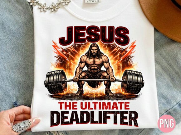 Jesus the Ultimate Deadlifter Fitness T-Shirt Designs