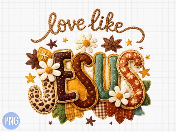 Love Like Jesus Patch Floral Design PNG for T-Shirt Designs