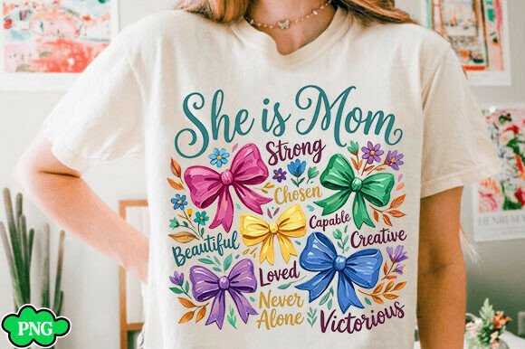 She is Mom PNG, Christian Mama Floral