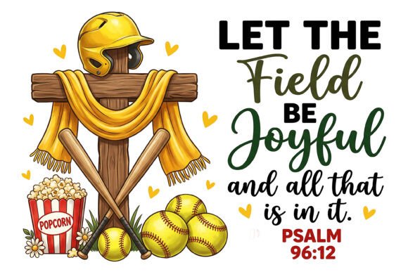 Softball Cross Psalm 96:12 Christian PNG T-Shirt Designs